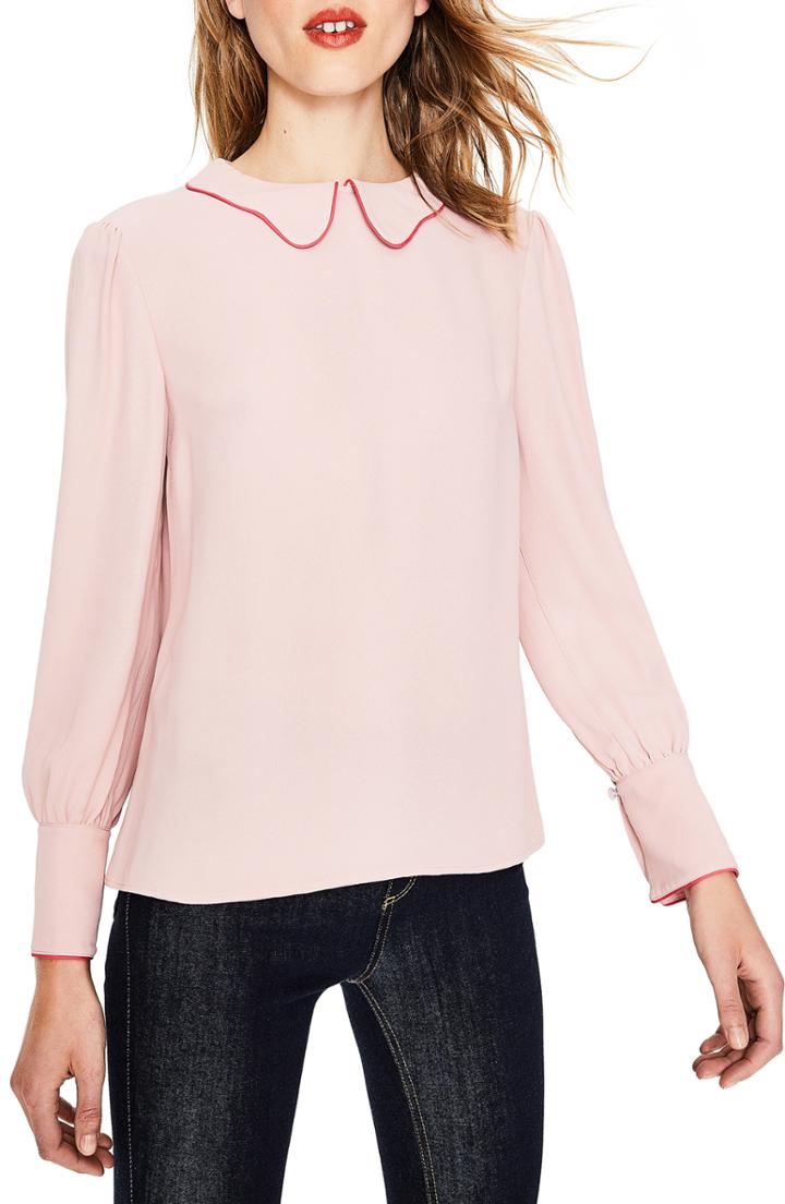 Women's Boden Maggie Piped Collar Blouse (similar To 14w-16w) - Pink