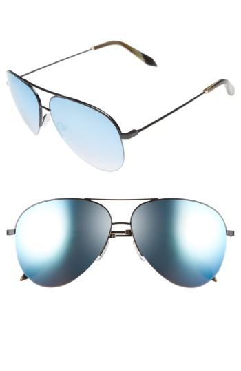 Women's Victoria Beckham 62mm Aviator Sunglasses - Black/ Azure Mirror