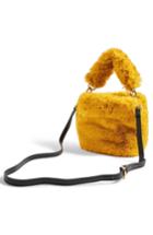 Topshop Teddy Faux Fur Bucket Bag - Yellow