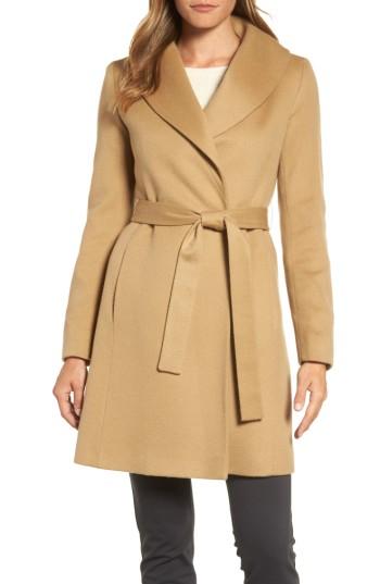 Women's Fleurette Shawl Collar Cashmere Wrap Coat - Beige