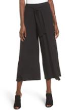 Women's Soprano Tie Front Wide Leg Pants - Black
