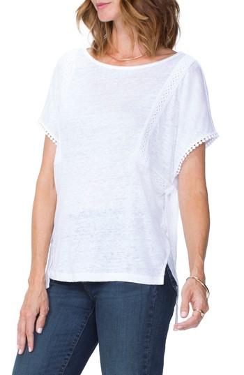 Women's Nydj Lace Trim Tee - White