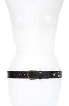 Women's Treasure & Bond Rose Embroidered Studded Faux Leather Belt - Black