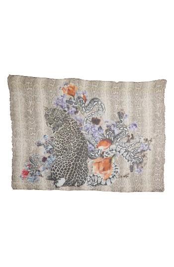 Women's Yigal Azrouel Floral Cheetah Modal & Cashmere Scarf