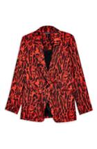 Women's Topshop Leopard Print Suit Jacket Us (fits Like 0-2) - Red