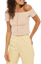 Women's Topshop Crop Off The Shoulder Top Us (fits Like 6-8) - Pink
