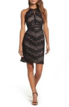 Women's Morgan & Co. Mitered Lace Halter Body-con Dress /2 - Black