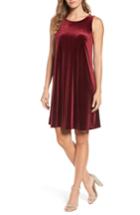 Women's Halogen Velvet Trapeze Dress - Burgundy