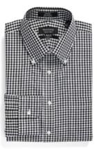Men's Nordstrom Men's Shop Classic Fit Non-iron Gingham Dress Shirt .5 34 - Black (online Only)
