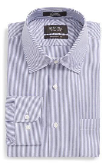 Men's Nordstrom Men's Shop Smartcare(tm) Traditional Fit Stripe Dress Shirt 32/33 - Blue