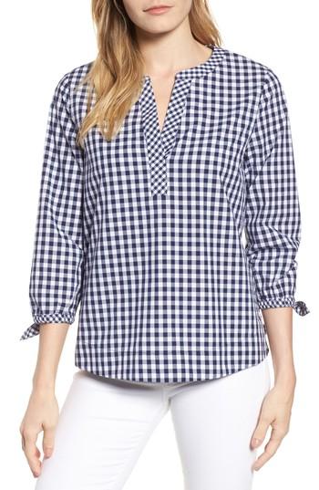 Women's Vineyard Vines Mixed Gingham Tie Sleeve Top - Blue