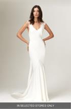Women's Savannah Miller Alma Satin V-neck Lace Detail Wedding Dress, Size In Store Only - Ivory