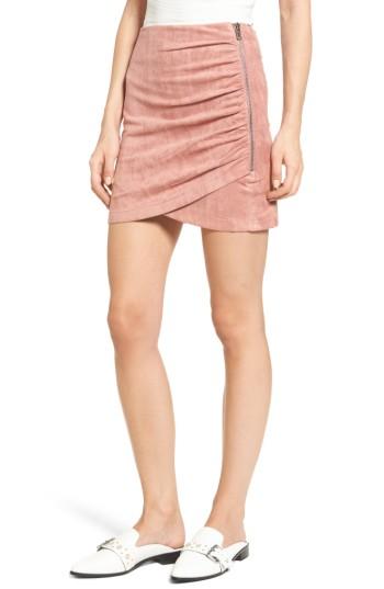 Women's Soprano Ruched Faux Suede Miniskirt