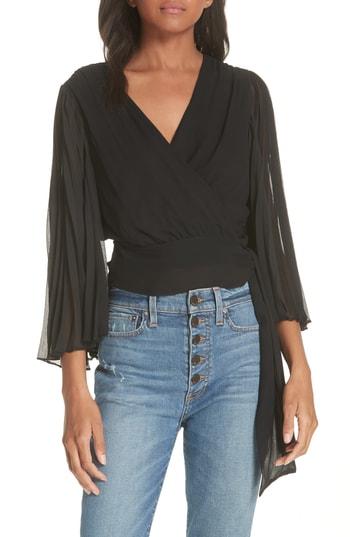 Women's Alice + Olivia Bray Wrap Top - Black