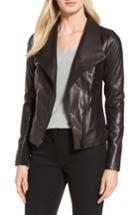 Women's Nordstrom Signature Stand Collar Leather Jacket - Black