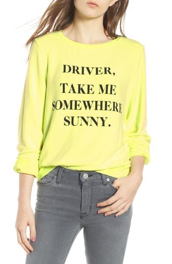 Women's Wildfox 'somewhere Sunny' Sweatshirt - Yellow