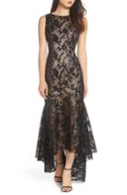 Women's Eliza J Sequin & Lace High/low Trumpet Gown - Black