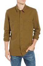 Men's Lacoste Regular Fit Lightweight Cotton Flannel Shirt - Brown