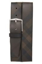 Men's Burberry 'joe' Check Pattern Belt - Chocolate/ Black