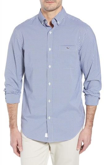 Men's Vineyard Vines Grand Cay Tucker Regular Fit Gingham Performance Sport Shirt - Blue