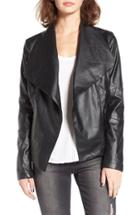 Women's Coffee Shop Drape Faux Leather Jacket