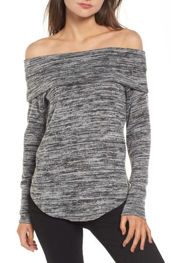 Women's Socialite Off The Shoulder Sweatshirt - Grey