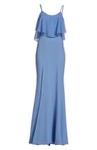 Women's Dress The Population Diana Cold Shoulder Side Slit Gown, Size - Blue