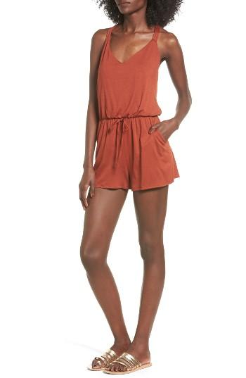 Women's Socialite Strappy Back Romper - Brown