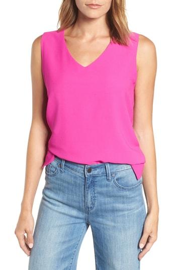 Women's Halogen V-neck Shell & Petite), Size X-small - Red