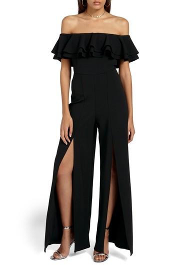 Women's Missguided Bardot Off The Shoulder Jumpsuit Us / 4 Uk - Black