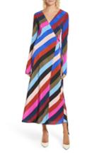 Women's Diane Von Furstenberg Stripe Silk Wrap Midi Dress - Blue
