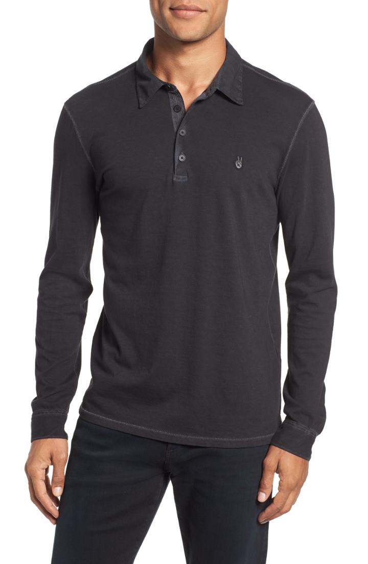 Men's John Varvatos Star Usa Long Sleeve Peace Sign Polo
