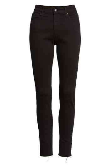 Women's Ag The Farrah High Waist Raw Hem Ankle Skinny Jeans - Black
