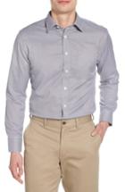 Men's Nordstrom Men's Shop Smartcare(tm) Trim Fit Stripe Dress Shirt - 32/33 - Black