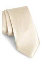 Men's Nordstrom Men's Shop Solid Satin Silk Tie, Size - Ivory