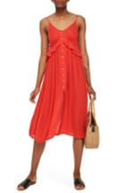 Women's Topshop Button-up Cover-up Dress - Red