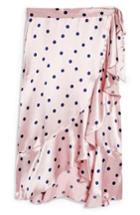 Women's Topshop Satin Spot Ruffle Skirt Us (fits Like 0) - Pink