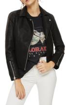 Women's Topshop Daze Faux Leather Biker Jacket Us (fits Like 0) - Black