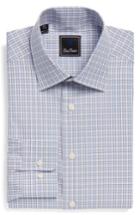 Men's David Donahue Regular Fit Plaid Dress Shirt .5 - 34/35 - Blue