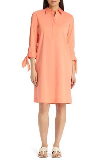 Women's Lafayette 148 New York Talia Stretch Cotton Blend Dress - Orange