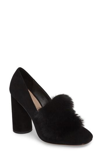 Women's Donald J Pliner Faune Genuine Rabbit Fur Pump .5 M - Black
