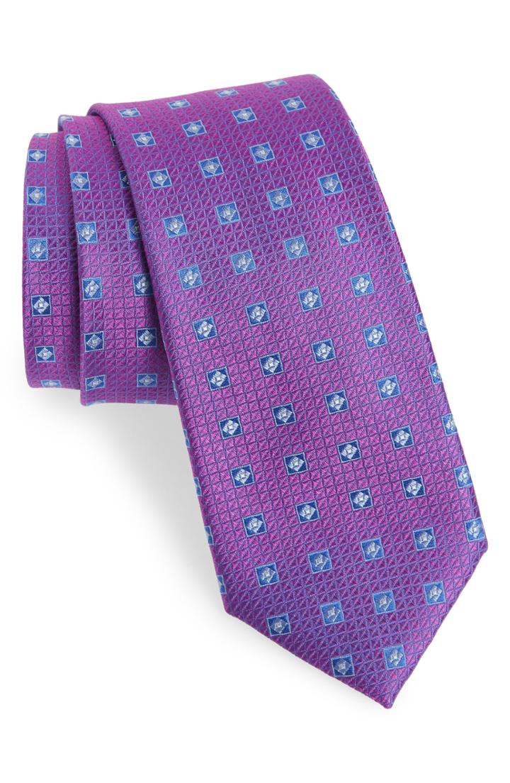 Men's Nordstrom Men's Shop Sandy Medallion Silk Tie, Size - Purple