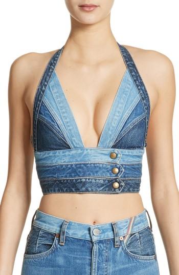Women's Jean Atelier Farrah Denim Bikini Bralette - Blue