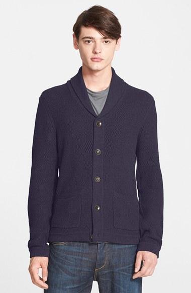 Men's Rag & Bone Standard Issue 'avery' Shawl Collar Cardigan, Size - Blue