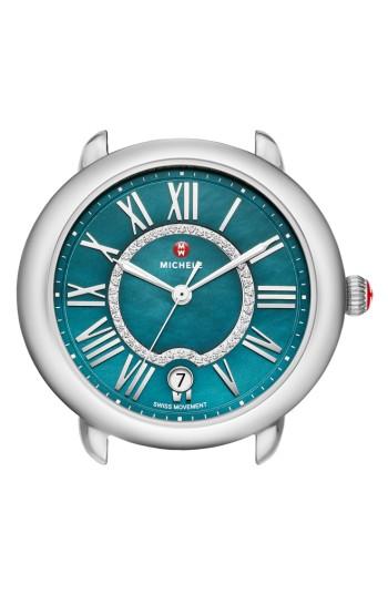 Women's Michele Serein Mid Diamond Teal Watch Head, 40mm X 38mm