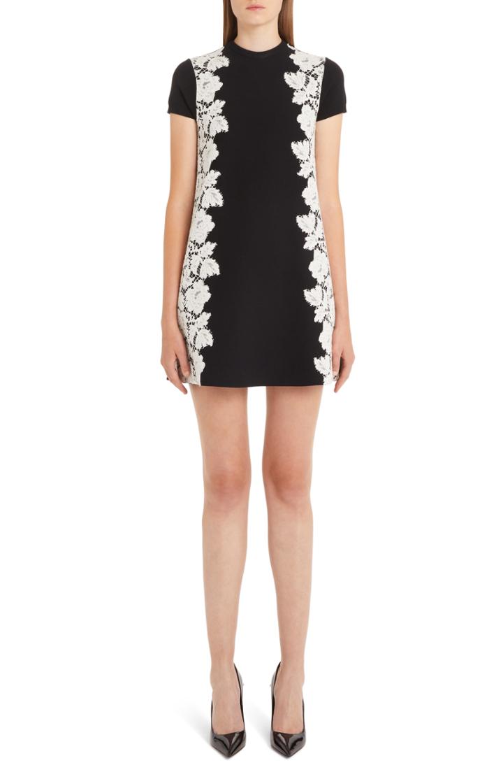 Women's Valentino Lace Overlay Knit Dress - Black