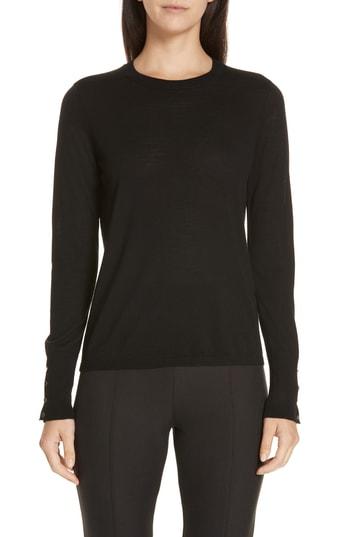 Women's Boss Frankie Cuff Detail Wool Sweater - Black