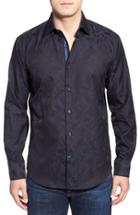 Men's Bugatchi Shaped Fit Jacquard Sport Shirt - Blue