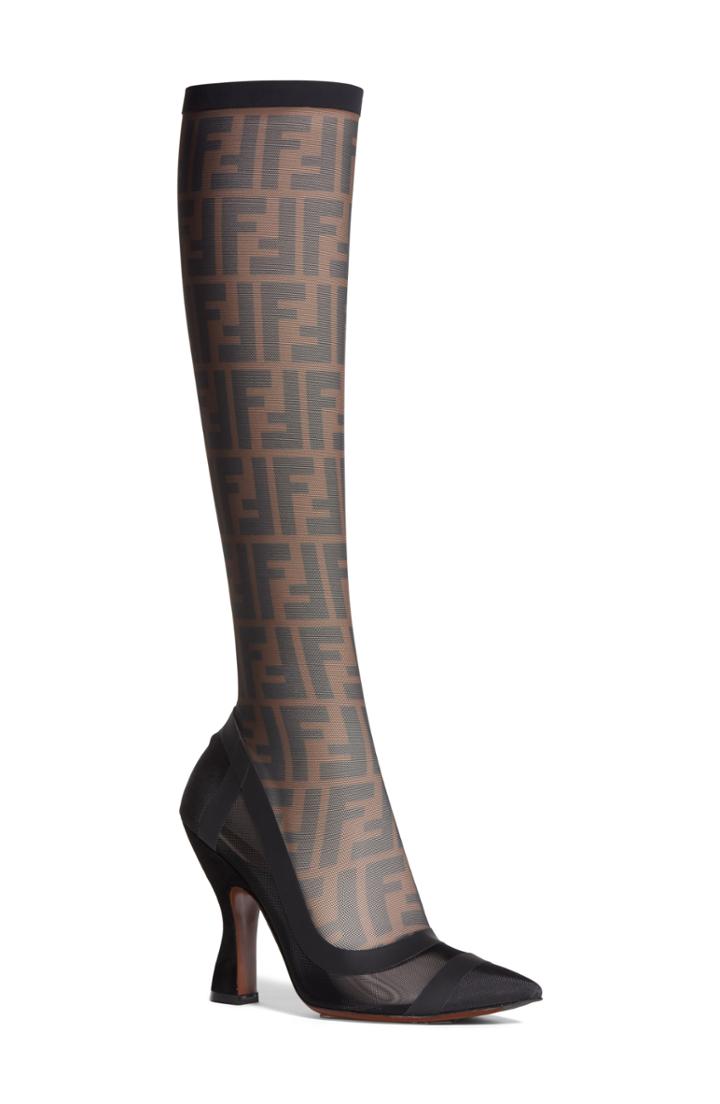 Women's Fendi Logo Sock Pointy Toe Pump