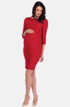 Women's Tees By Tina 'crinkle' Maternity Dress, Size - Burgundy